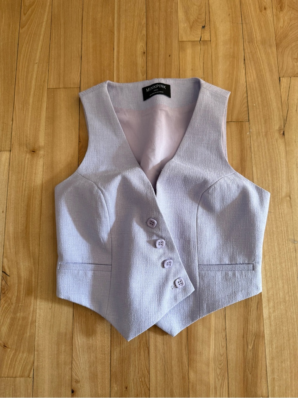 MINKPINK Lavender Textured Button-Front Vest